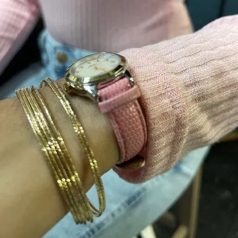 Yellow gold and Two Tone Diamond Cut Multi Skinny Bangle Bracelet