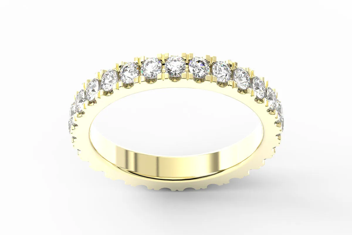 YELLOW GOLD BIRTHSTONE ETERNITY PAVE STACKING RING