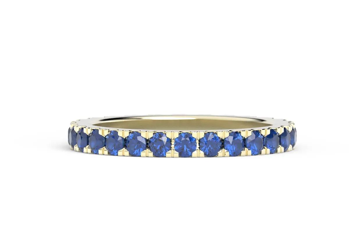 YELLOW GOLD BIRTHSTONE ETERNITY PAVE STACKING RING