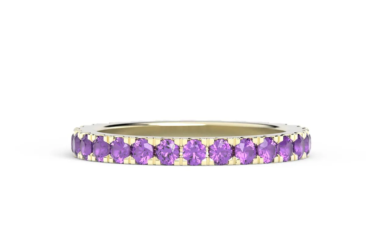 YELLOW GOLD BIRTHSTONE ETERNITY PAVE STACKING RING
