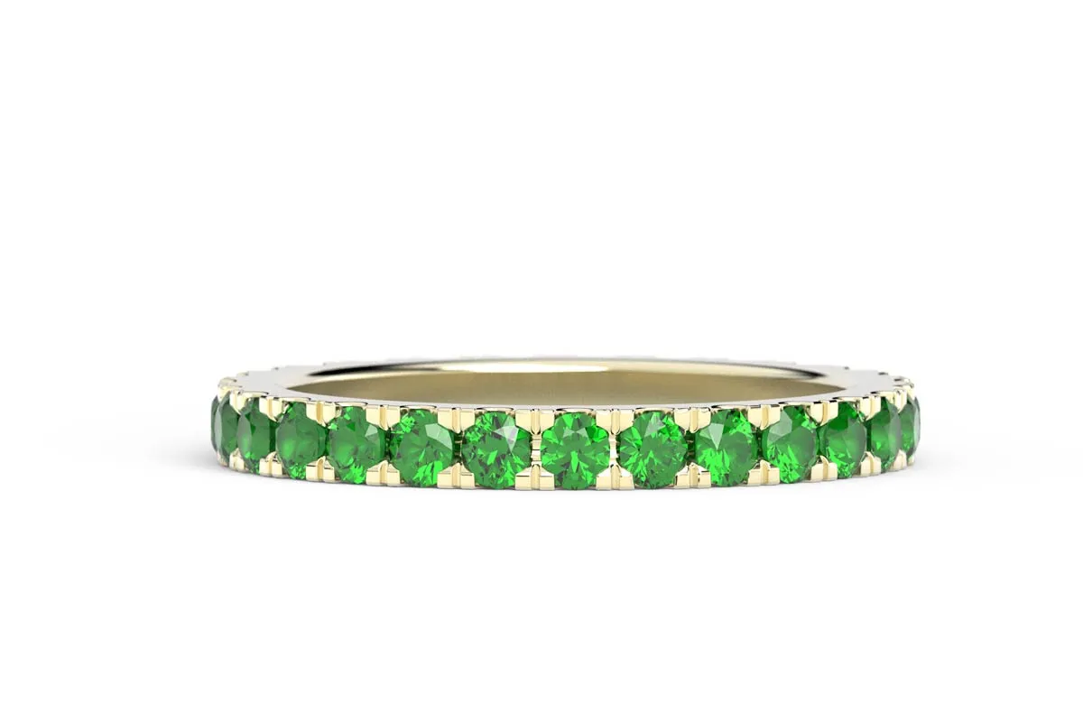 YELLOW GOLD BIRTHSTONE ETERNITY PAVE STACKING RING