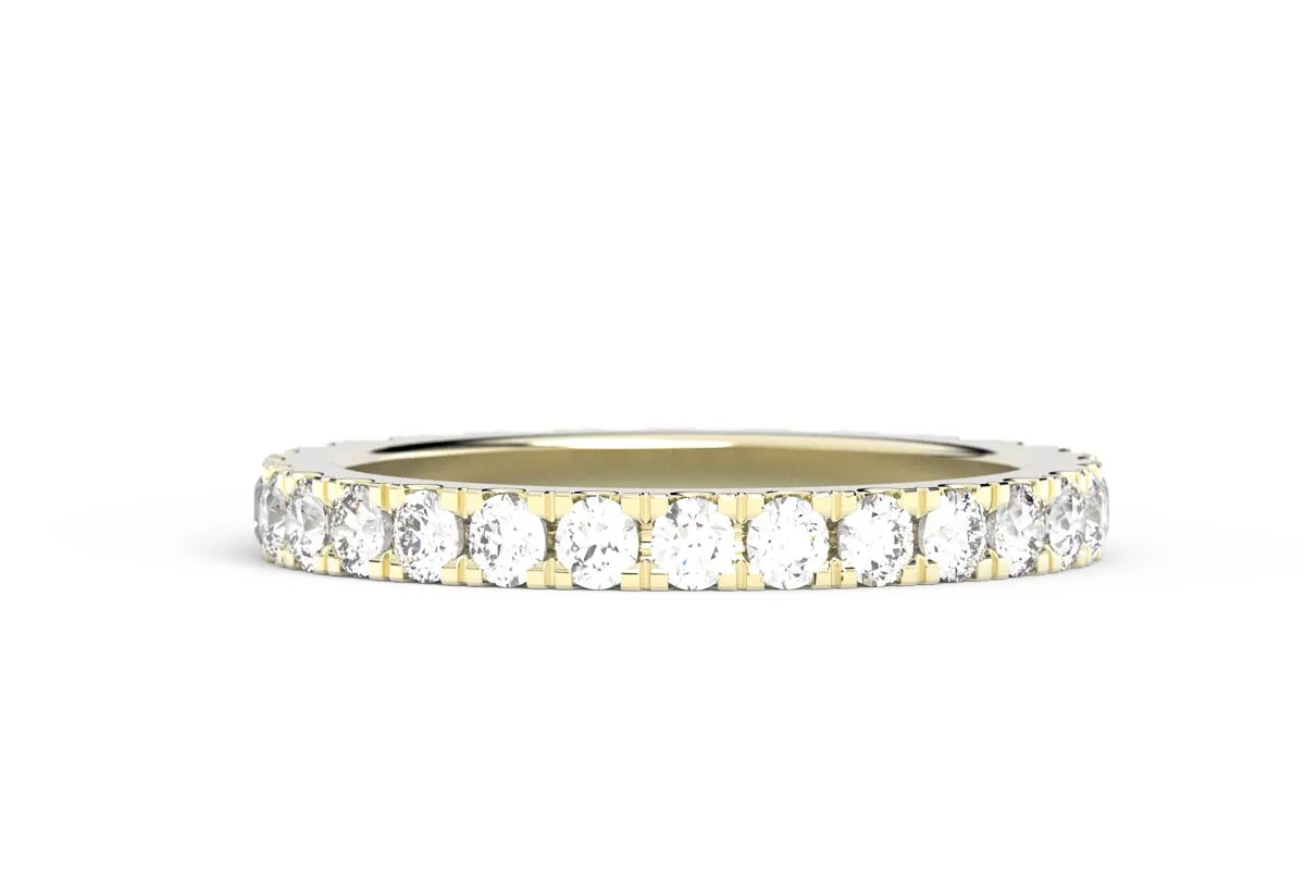 YELLOW GOLD BIRTHSTONE ETERNITY PAVE STACKING RING