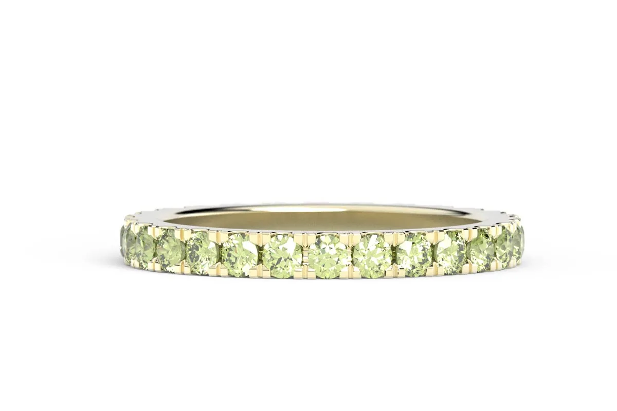 YELLOW GOLD BIRTHSTONE ETERNITY PAVE STACKING RING