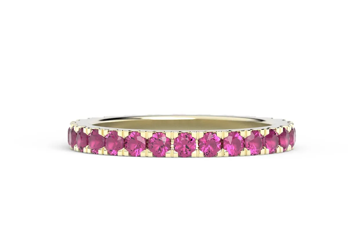YELLOW GOLD BIRTHSTONE ETERNITY PAVE STACKING RING