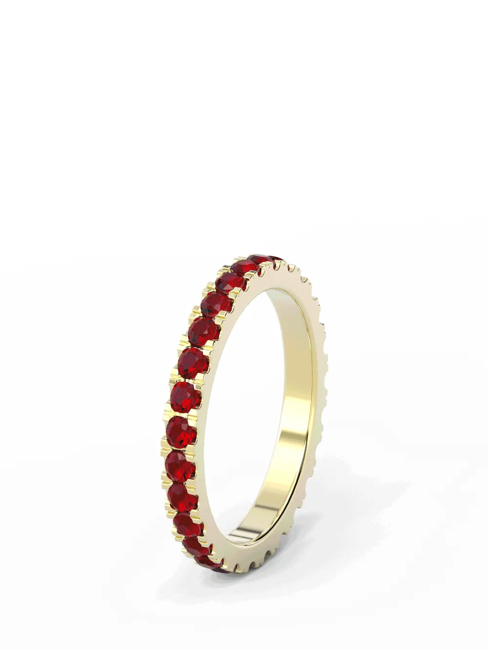 YELLOW GOLD BIRTHSTONE ETERNITY PAVE STACKING RING