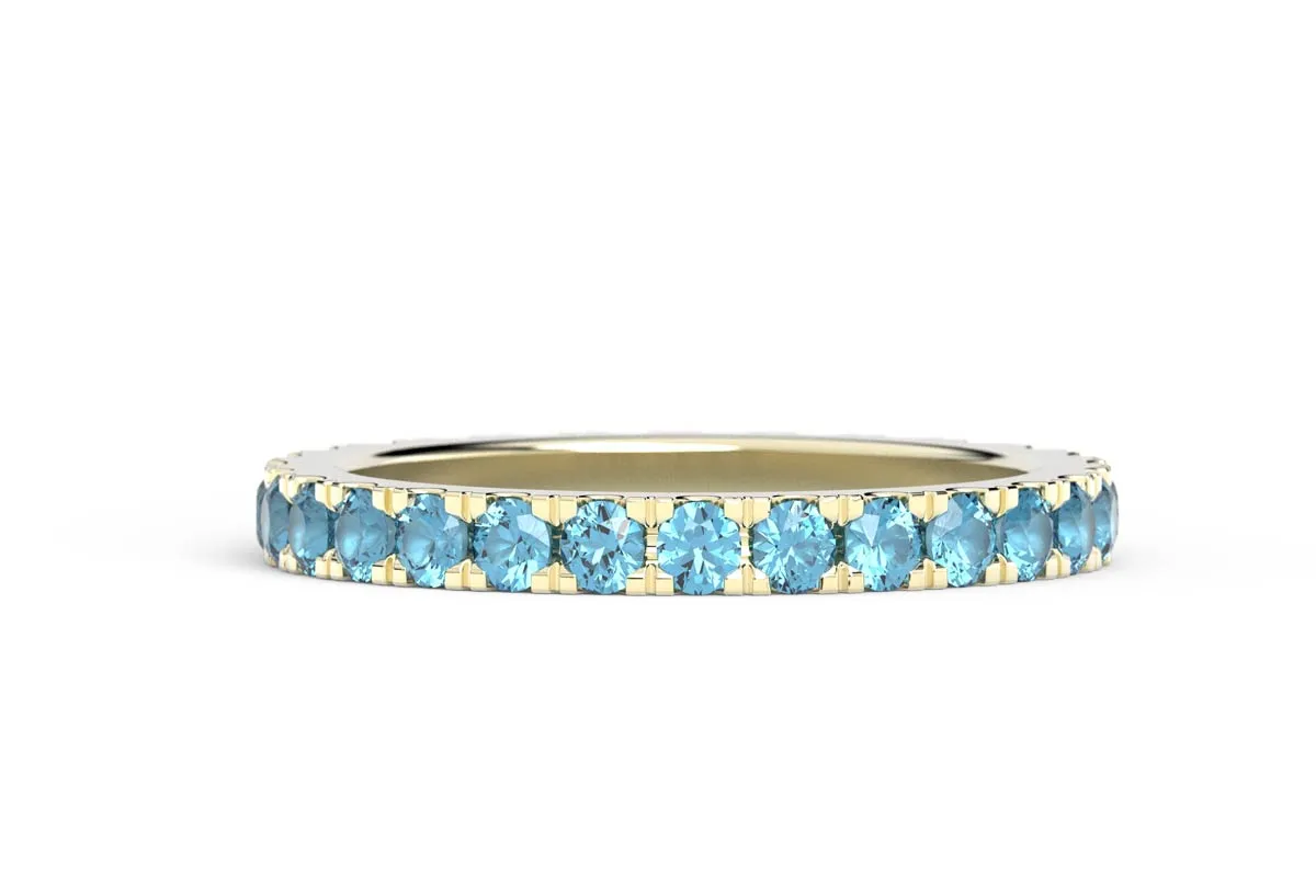 YELLOW GOLD BIRTHSTONE ETERNITY PAVE STACKING RING