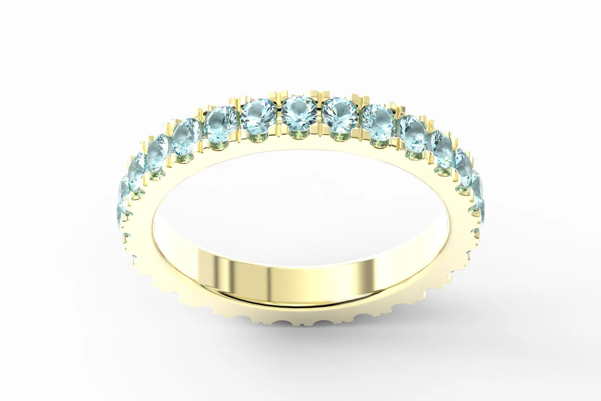 YELLOW GOLD BIRTHSTONE ETERNITY PAVE STACKING RING