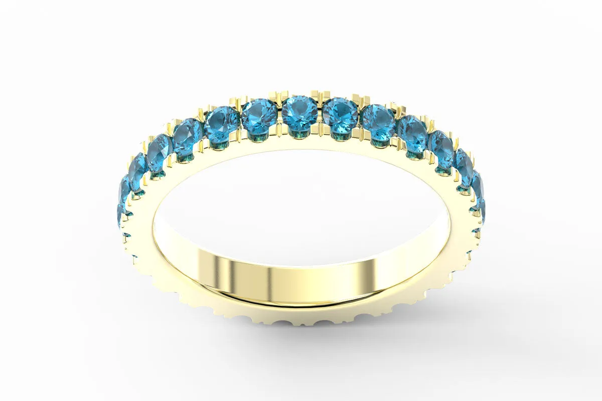 YELLOW GOLD BIRTHSTONE ETERNITY PAVE STACKING RING