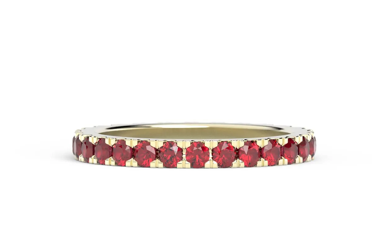 YELLOW GOLD BIRTHSTONE ETERNITY PAVE STACKING RING