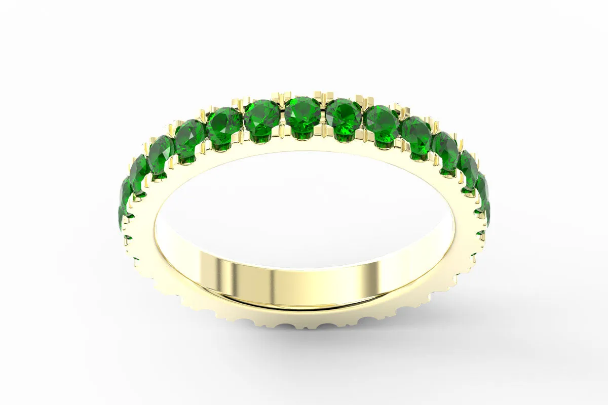 YELLOW GOLD BIRTHSTONE ETERNITY PAVE STACKING RING