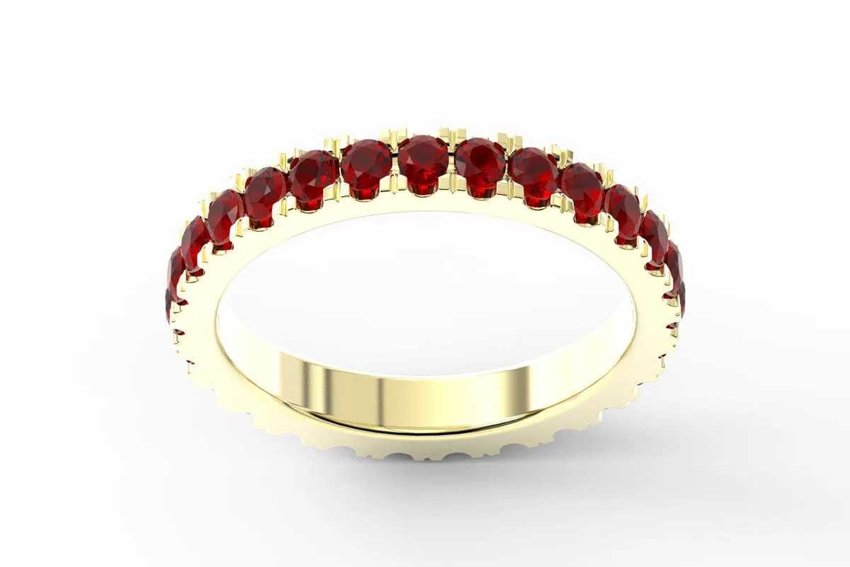 YELLOW GOLD BIRTHSTONE ETERNITY PAVE STACKING RING