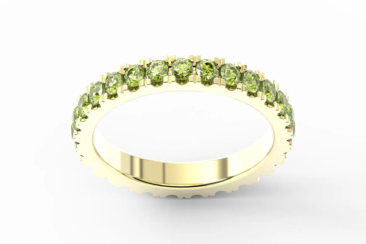 YELLOW GOLD BIRTHSTONE ETERNITY PAVE STACKING RING