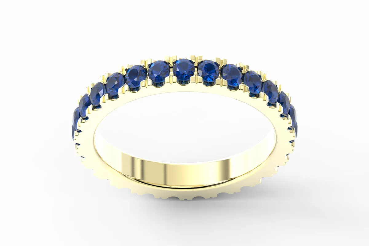 YELLOW GOLD BIRTHSTONE ETERNITY PAVE STACKING RING