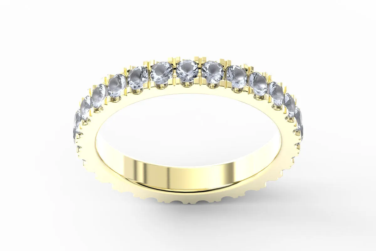 YELLOW GOLD BIRTHSTONE ETERNITY PAVE STACKING RING