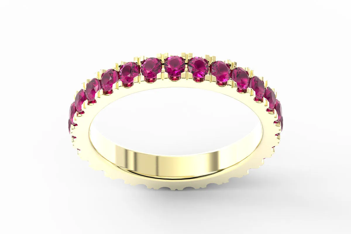 YELLOW GOLD BIRTHSTONE ETERNITY PAVE STACKING RING