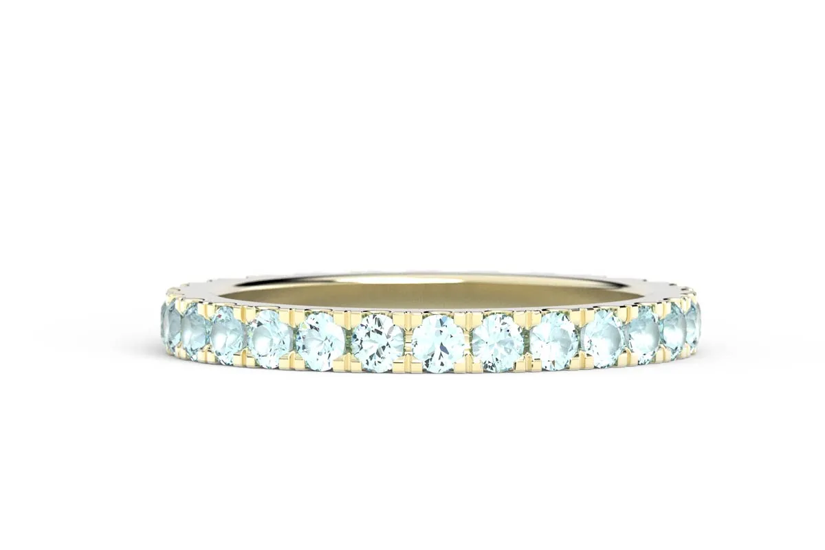 YELLOW GOLD BIRTHSTONE ETERNITY PAVE STACKING RING