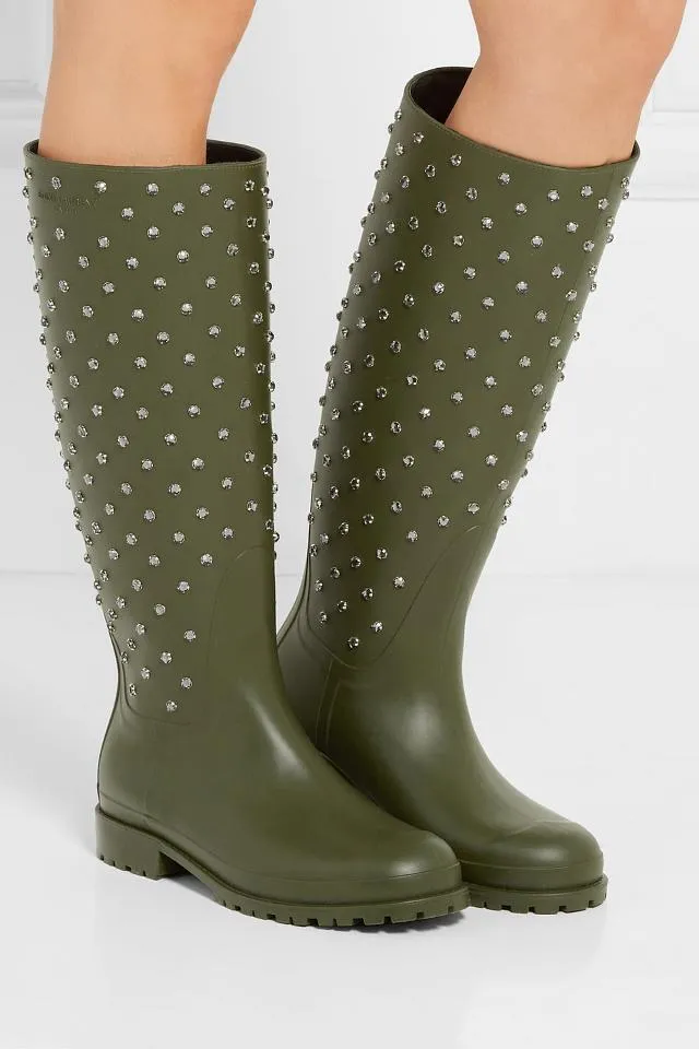 YSL SAINT LAURENT CRYSTAL FESTIVAL RAIN BOOTS
