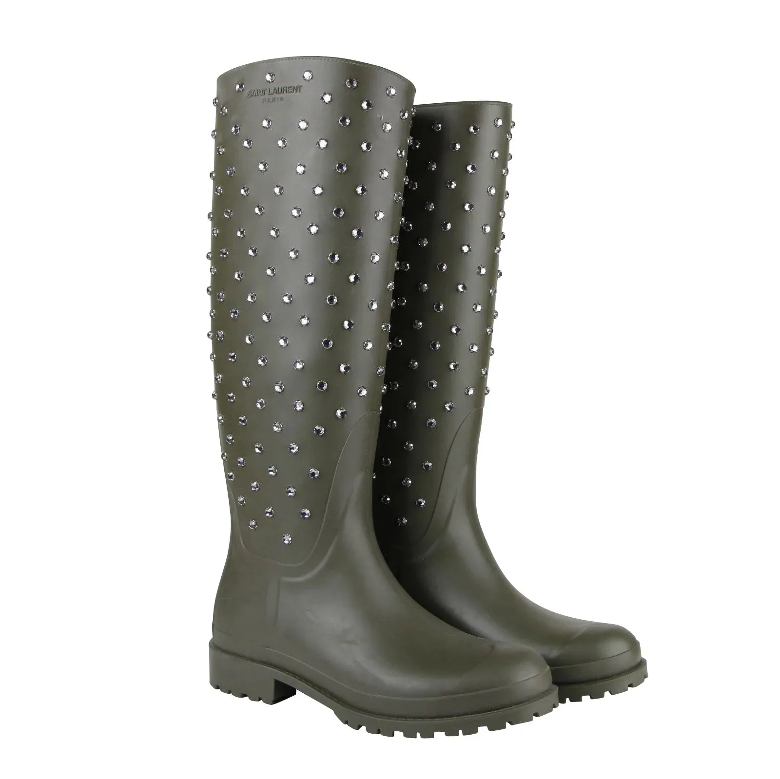 YSL SAINT LAURENT CRYSTAL FESTIVAL RAIN BOOTS
