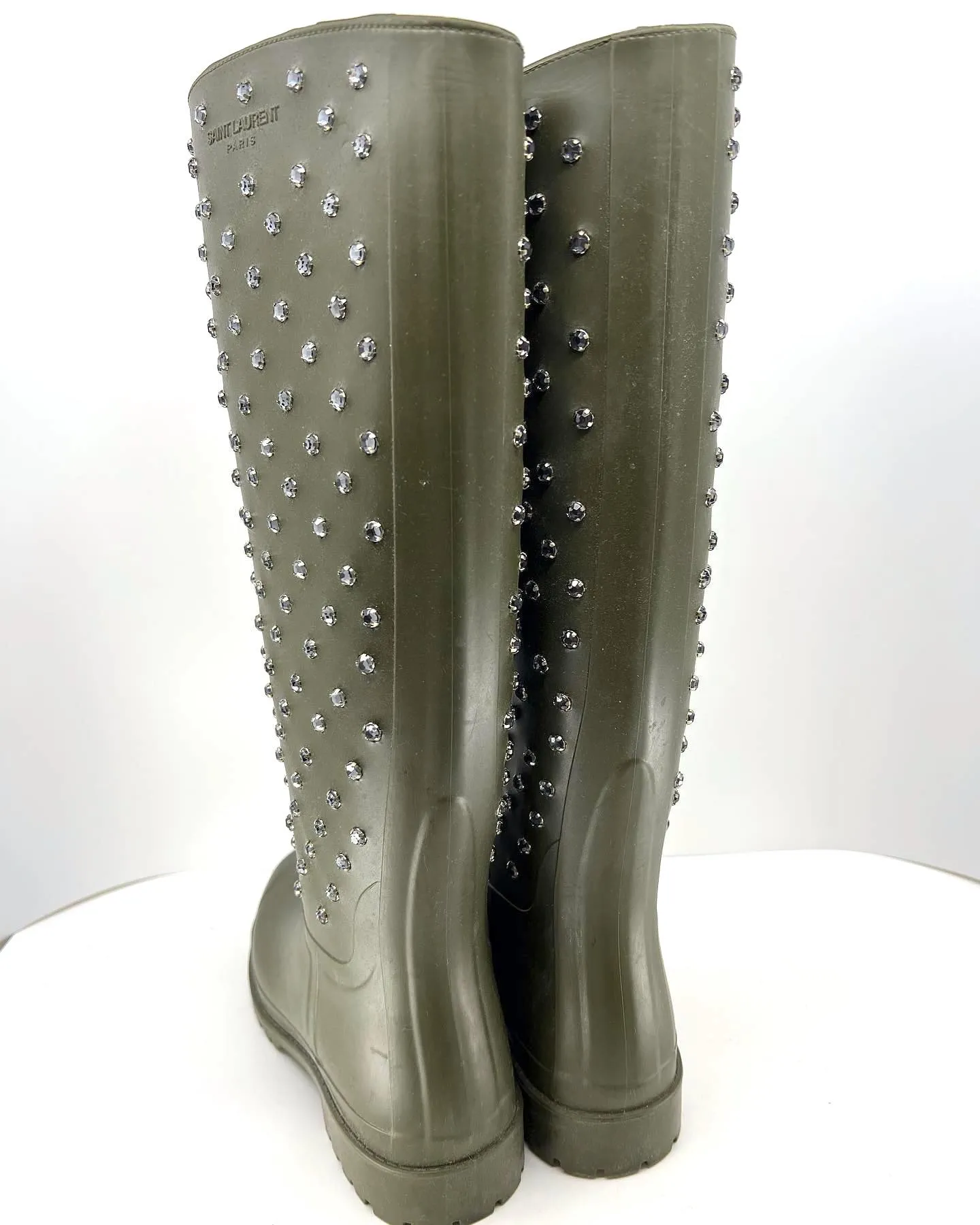 YSL SAINT LAURENT CRYSTAL FESTIVAL RAIN BOOTS