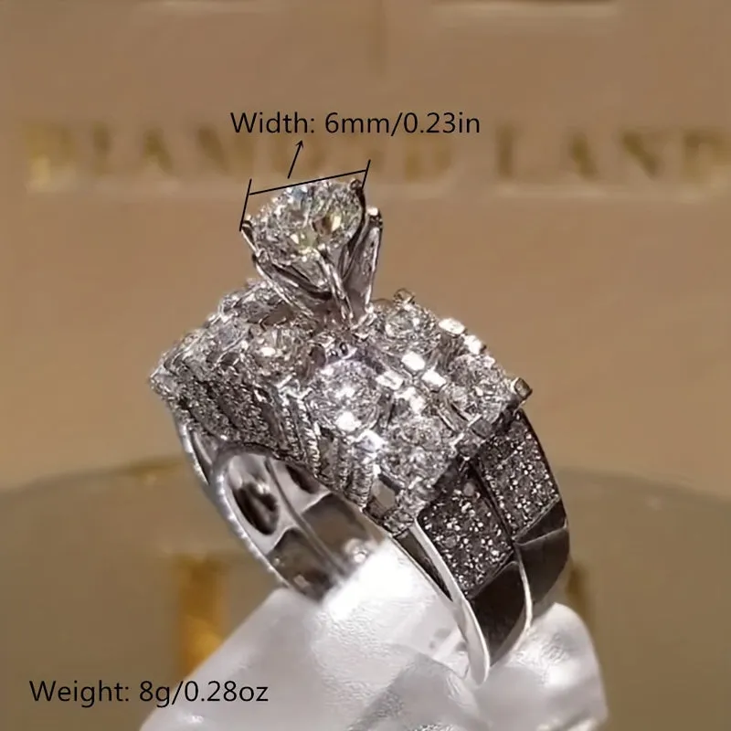 Zircon Birthstone Rings Set for Engagement Party Men Women