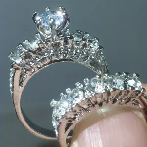 Zircon Birthstone Rings Set for Engagement Party Men Women