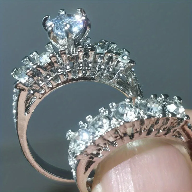 Zircon Birthstone Rings Set for Engagement Party Men Women