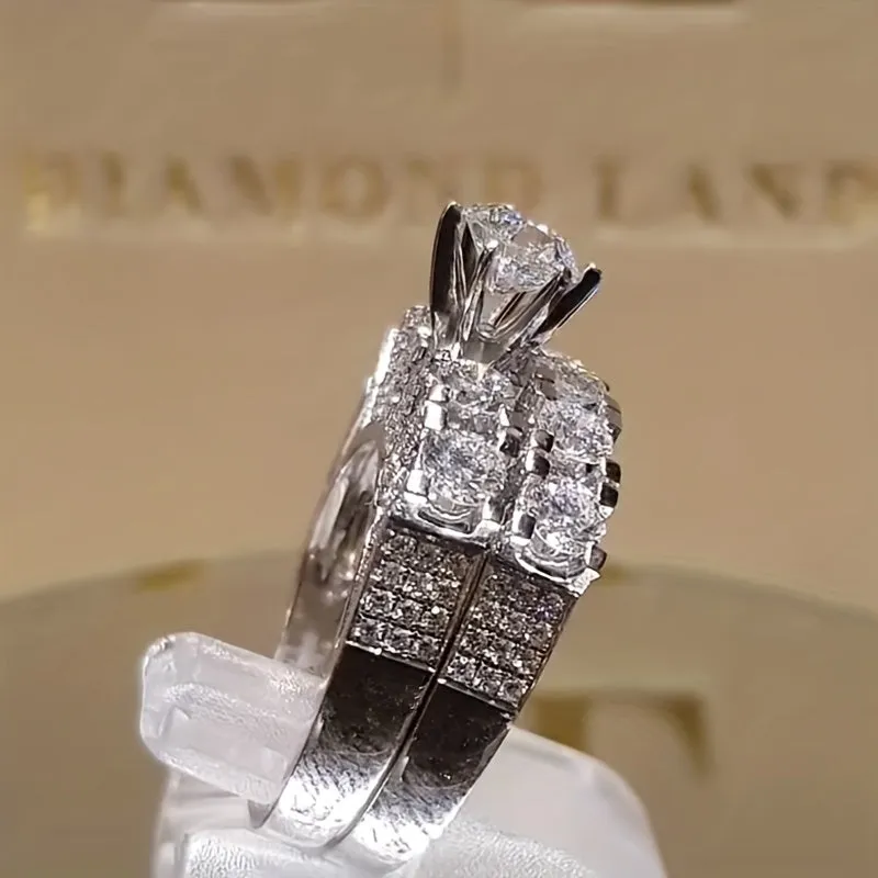 Zircon Birthstone Rings Set for Engagement Party Men Women