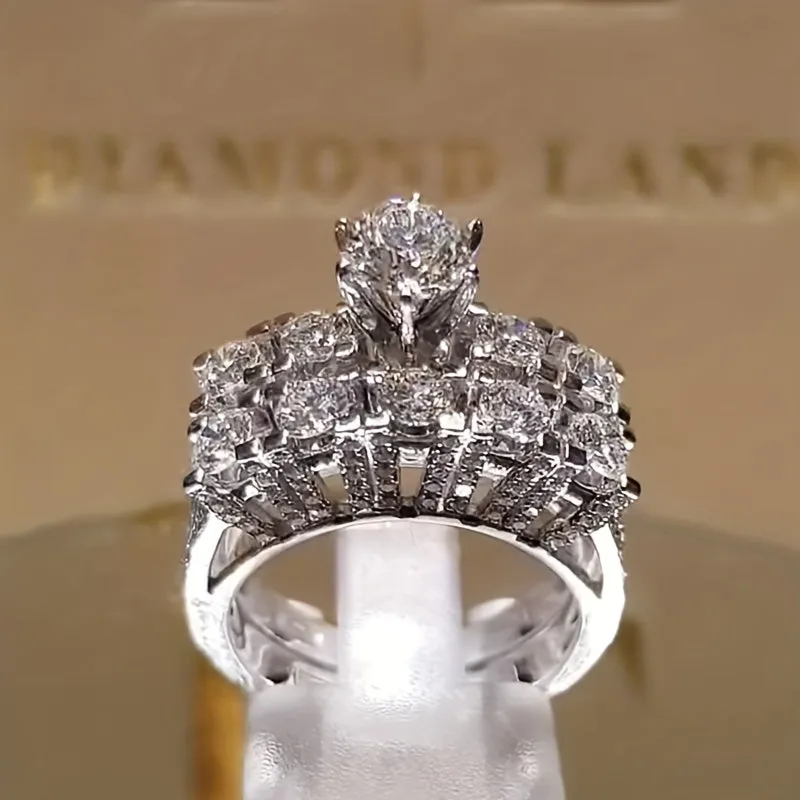 Zircon Birthstone Rings Set for Engagement Party Men Women